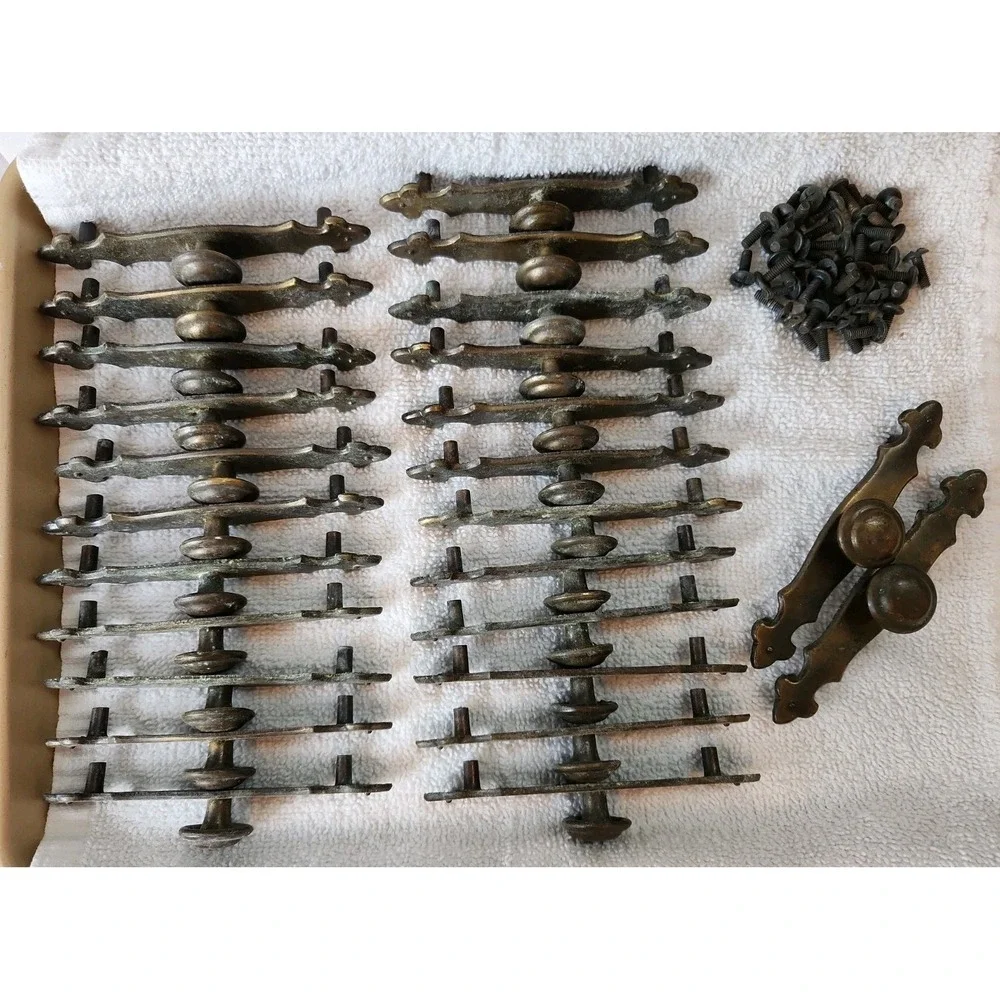 Lot 25 VTG Bronze Stewart Warner Cabinet Handles Drawer Pull 3.5